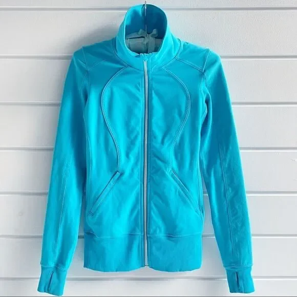 Lululemon Blue Nice Asana Brushed Surge Jacket Sweatshirt Size 4 - Picture 5 of 15